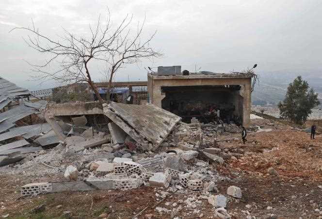The Al-Arshani water station, January 2, 2022, after a Russian airstrike, northeast of the rebel-held city of Idlib (Syria).