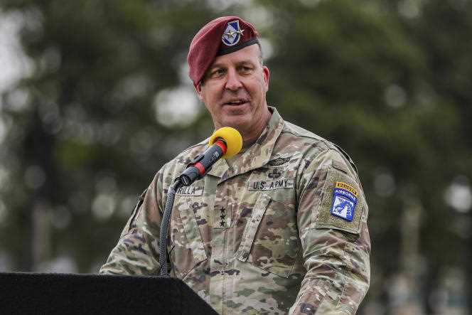 General Michael Kurilla, then commander of the 18th Airborne Corps, March 5, 2021, at Fort Campbell, Ky.