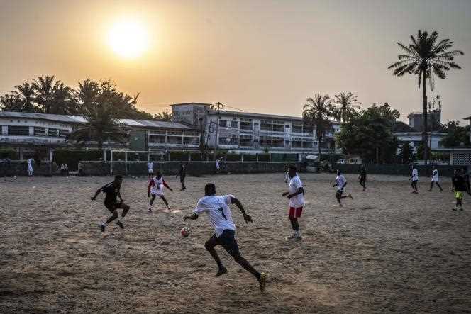 An improvised football match in Douala on January 21.  Cameroon is hosting the 33rd African Cup of Nations from January 9 to February 6.