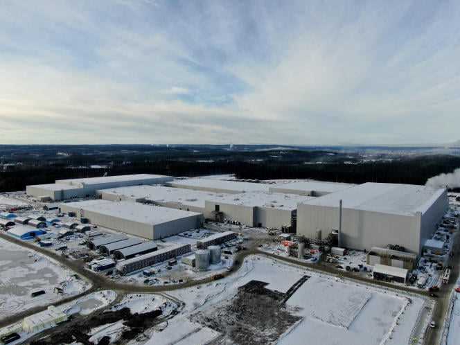 Swedish group Northvolt's battery plant, under construction in Skelleftea, Sweden, in December 2021.