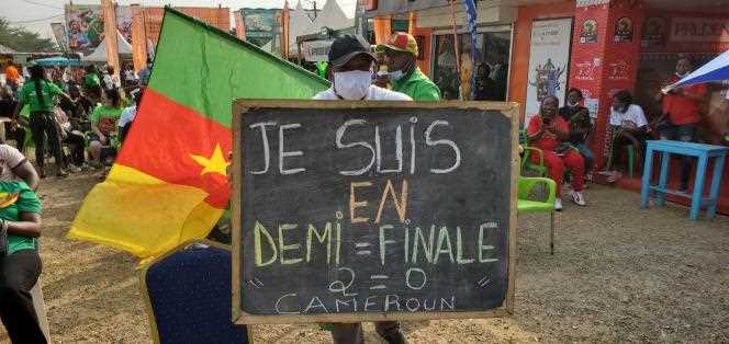 Cameroonian supporters celebrate their national team in a fan zone in Douala (Cameroon), Saturday January 29.