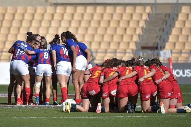 Concentration phase in the Spain-France women's rugby match, in Seville, Spain, on January 28, 2022.
