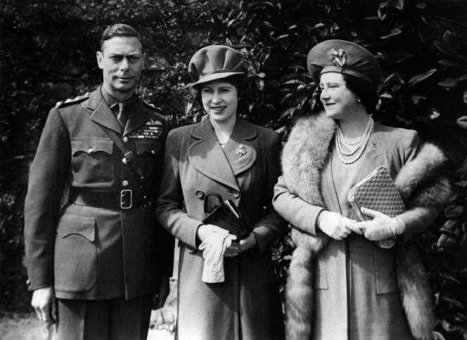 King George VI, his wife, Elizabeth Bowes-Lyon (right), and Princess Elizabeth, April 21, 1944.