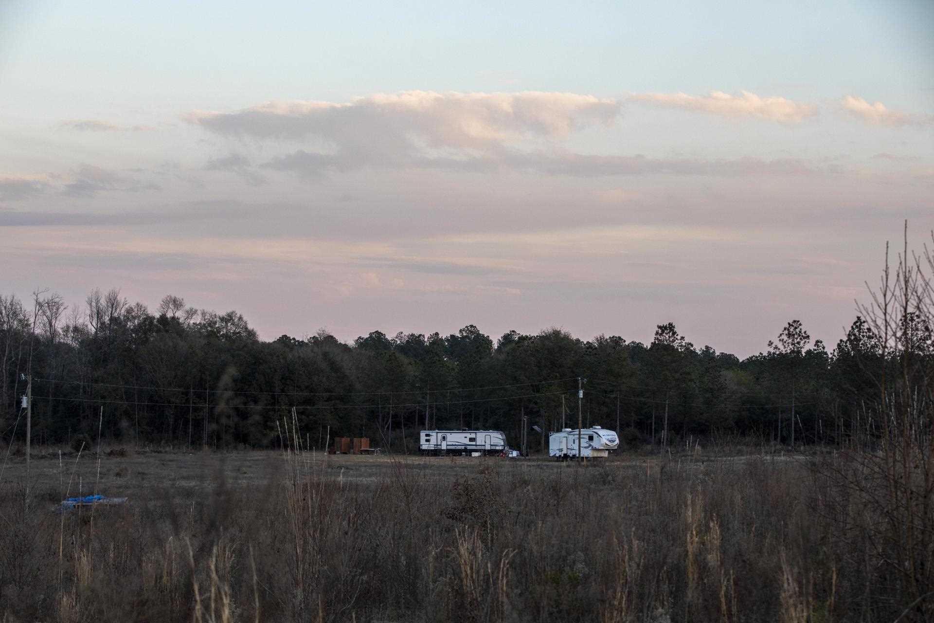 Two trailers are parked at the Freedom Georgia Initiative grounds in Toombsboro, Georgia, U.S., January 28, 2022.