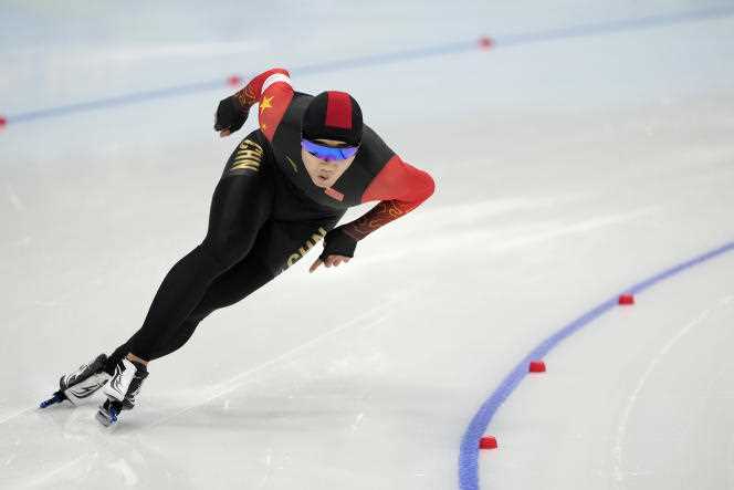 Gao Tingyu won gold in speed skating in the 500m at the Beijing Olympics on February 12.