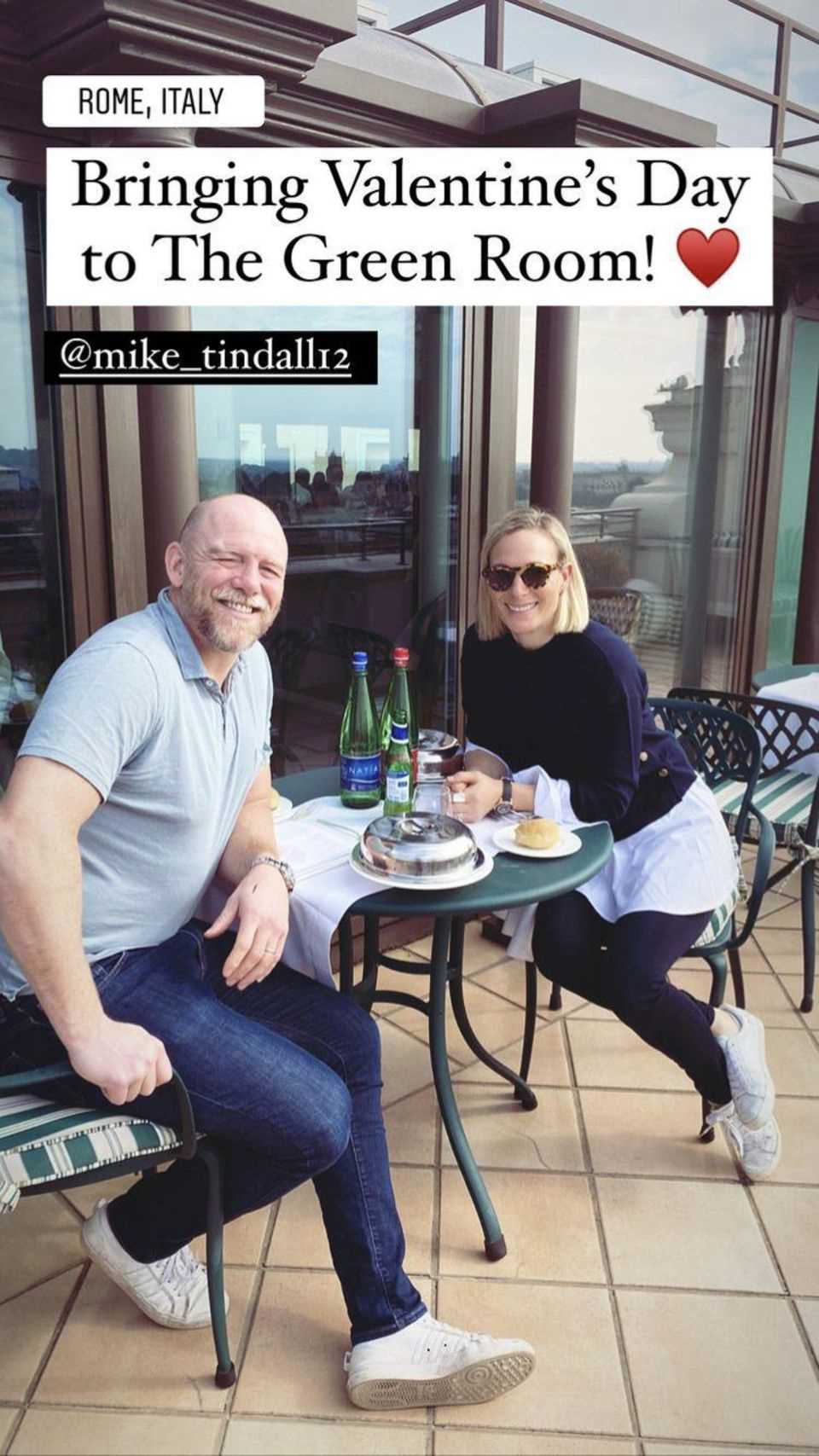 Mike and Zara Tindall at The Green Room in Rome