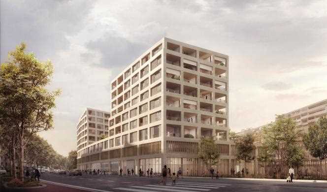 Drawing of the winning project for the future building complex rue Erlanger in the 16th arrondissement of Paris.