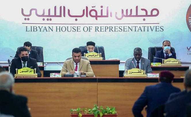 The Libyan Parliament in session in the eastern city of Tobruk on February 10, 2022.