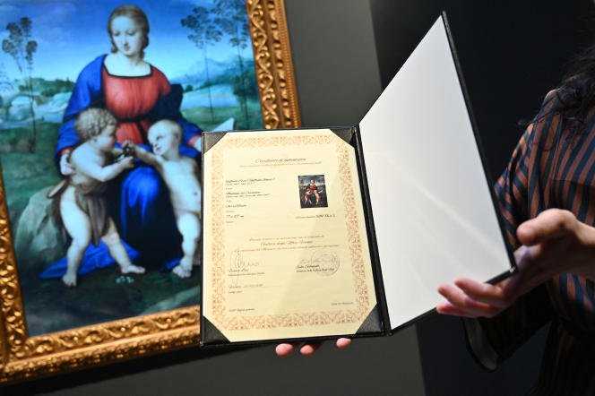 NFT reproduction of a painting by Raphael, in London (United Kingdom), on February 15, 2022.