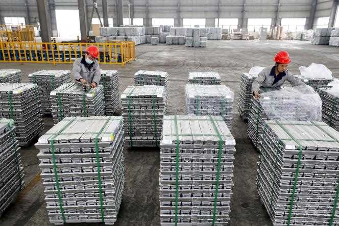 Aluminum ingots, at a Chinese factory in Huaibei (Anhui, Wednesday February 9, 2022.