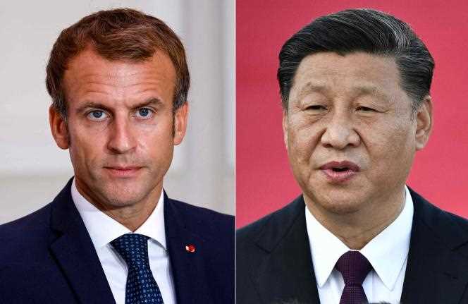 French President Emmanuel Macron, September 18, 2021, and Chinese President Xi Jinping, September 28, 2021.