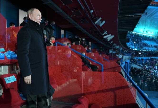 Russian President Vladimir Putin at the opening ceremony of the Beijing Olympics on February 4, 2022.