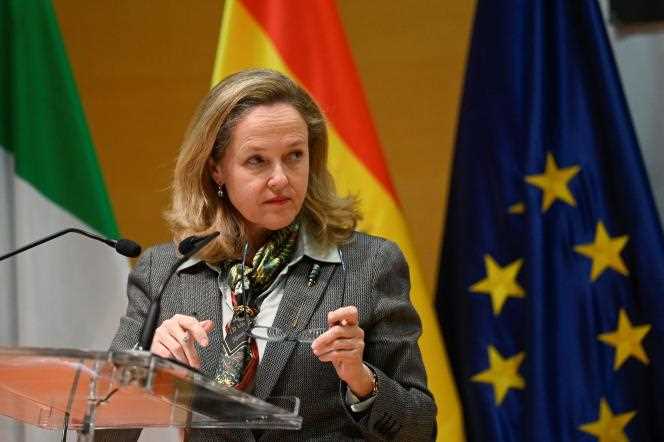Spanish Economy Minister Nadia Calviño in Madrid on February 7, 2022.
