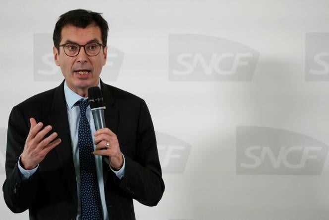 Jean-Pierre Farandou, boss of the SNCF, during a press conference in La Plaine Saint-Denis (Seine-Saint-Denis), February 24, 2022.