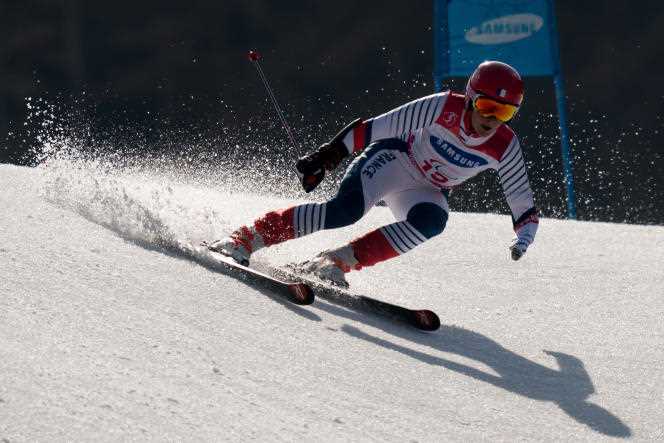 Marie Bochet in the giant slalom of Pyeongchang, during the Paralympic Games in South Korea, March 14, 2018.