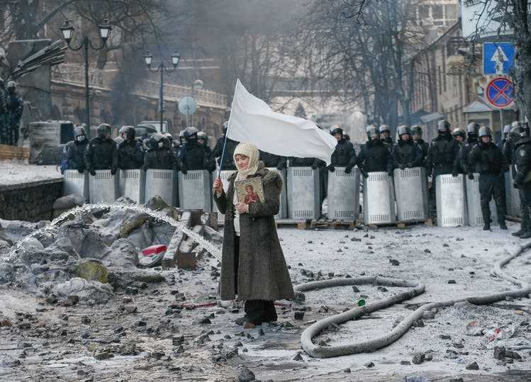 Ukrainian demonstrator during the anti-government protests on Maidan Square in Kyiv, retrospectively dubbed the 