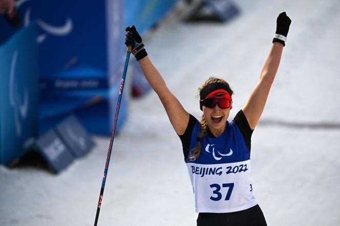 Canadian Natalie Wilkie ran the Paralympic Winter Games cross-country sprint in a t-shirt on March 9 in Zhangjiakou.