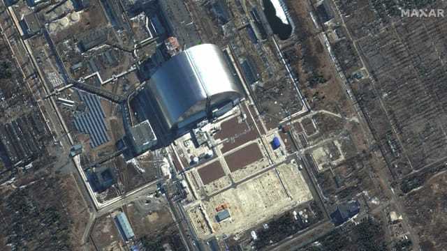 Dieses Satellitenbild von Maxar Technologies zeigt den Sarkophag in Tschernobyl (10. März 2022). 