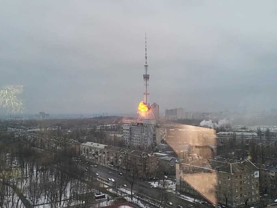 March 1: The TV tower in Kyiv is attacked with rockets. 