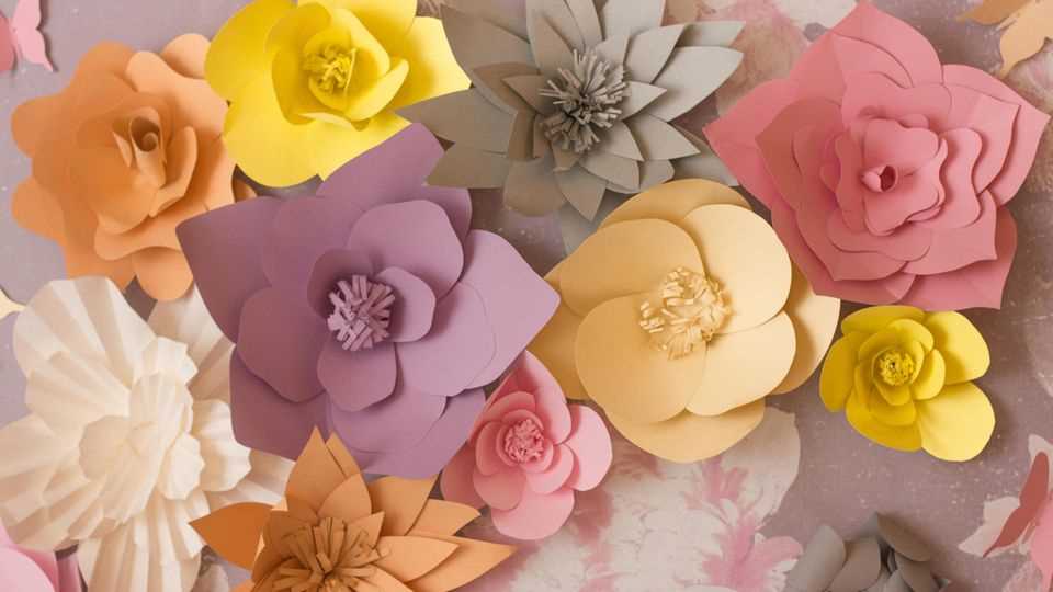 Crafts with paper: paper flowers of different colors