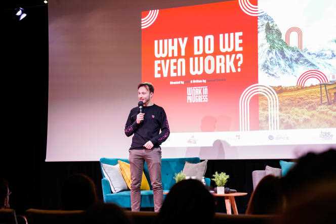 The director of the documentary, Samuel Durand, on March 9, in Paris, during the preview of “Work in Progress: Why do we even work?  
