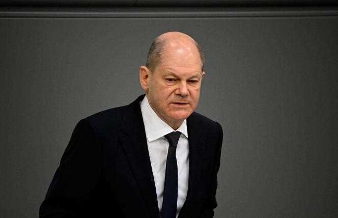 German Chancellor Olaf Scholz during a session of the Bundestag on March 23, 2022, in Berlin.