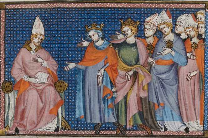 Canonization of Saint Louis, manuscript “Life and Miracles of Saint Louis”, 14th century, National Library of France, French 5716, fol.  9 back.
