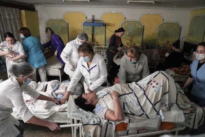 A maternity hospital was converted into a medical unit and air-raid shelter in Mariupol on March 1, 2022.