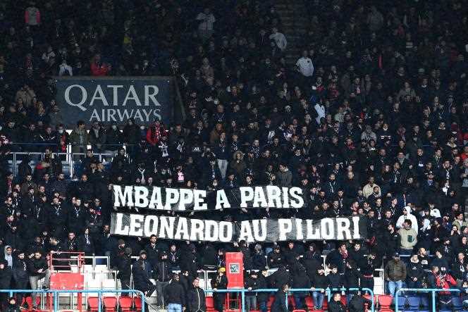 The banner of Paris-Saint-Germain supporters at the Parc des Princes during the match against Bordeaux on March 13.