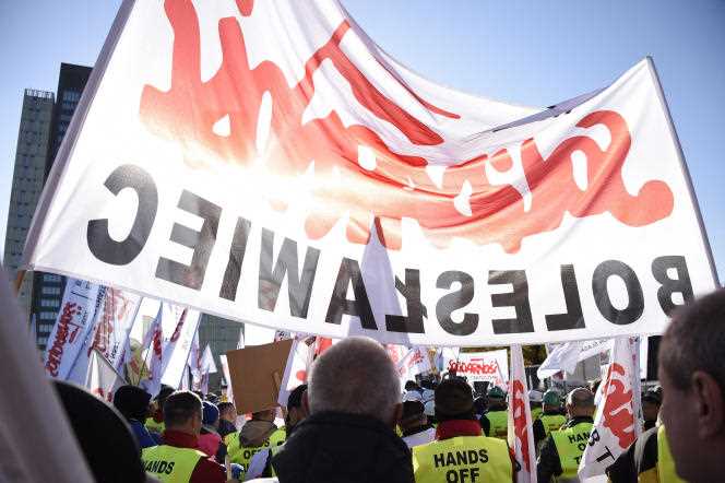Demonstration by members of the Solidarnosc trade union, in Luxembourg, on October 22, 2021.