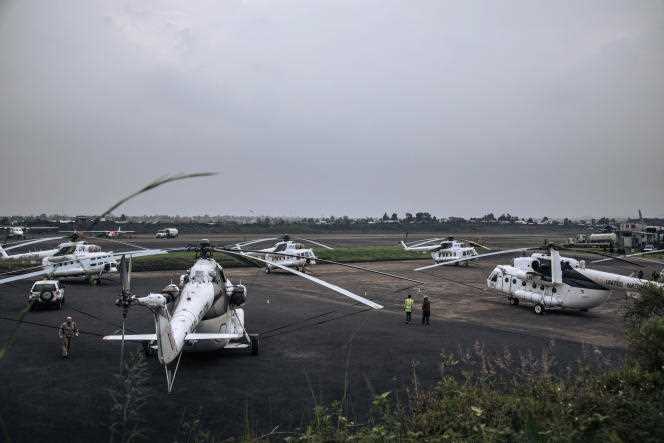 Monusco helicopters, in Goma, in February 2021.