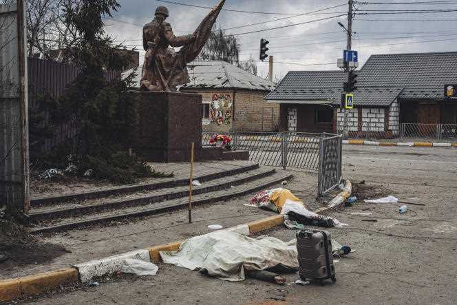 Civilians killed in the shelling of a checkpoint in Irpine, Ukraine, March 6, 2022.