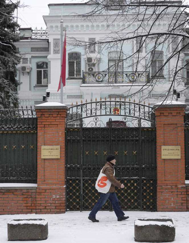 The Chinese Embassy in Kiev, Ukraine, on March 1, 2022.
