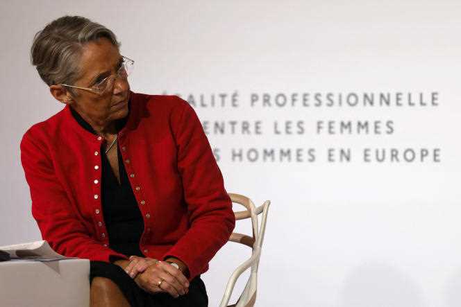 The Minister of Labor, Elisabeth Borne, during a meeting devoted to gender equality at work as part of International Women's Rights Day, at the Elysée Palace, March 8, 2022.