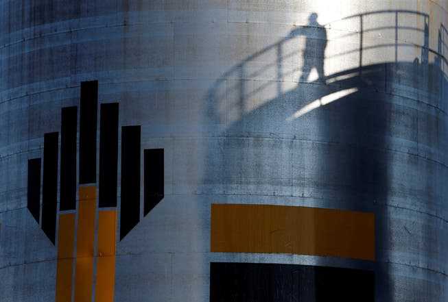 FILE PHOTO: The shadow of a worker is seen next to a logo of Russia's Rosneft oil company at the central processing facility of the Rosneft-owned Priobskoye oil field outside the West Siberian city of Nefteyugansk, Russia, August 4, 2016. REUTERS /Sergei Karpukhin/File Photo