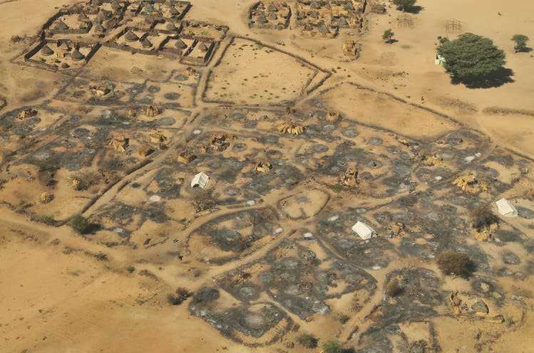 A burned village in Darfur.