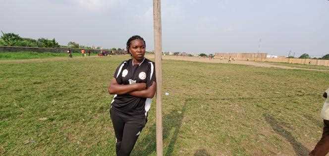 Nadia Ndeme, 31, goalkeeper and captain of the Douala Cayman team.