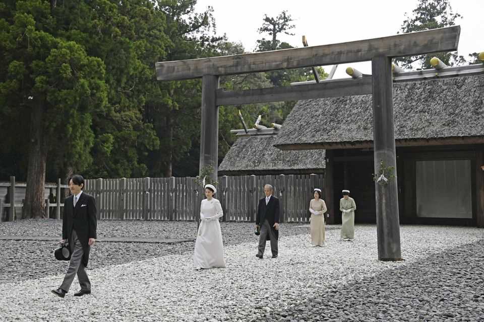 Japan's Crown Prince Fumihito and Crown Princess Kiko visit Ise-jingu Shrine in Ise city on April 21, 2022.
