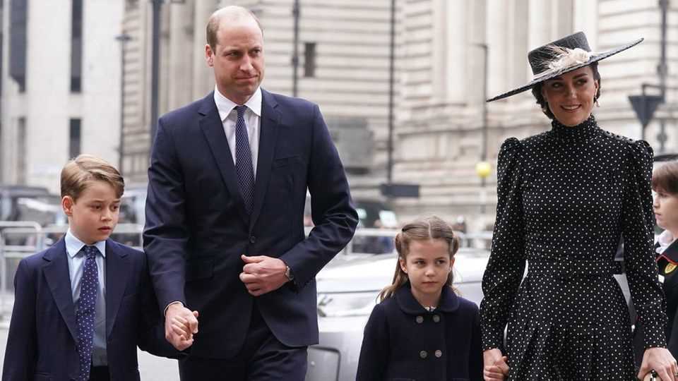 Prince George, Prince William, Princess Charlotte and Duchess Catherine