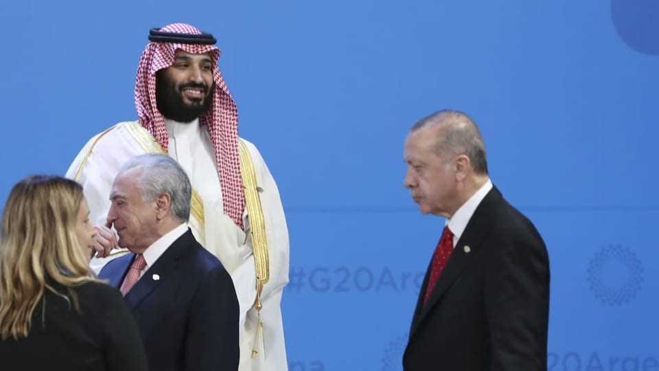 Erdogan and bin Salman at G20 in Buenos Aires 2018.
