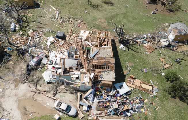 A tornado completely destroyed a house near the city of Andover, Kansas.