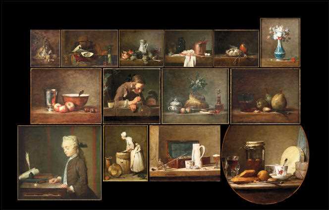 Screenshot of the wall made up of paintings by Chardin and appearing in the show “All the history of painting in less than two hours”.