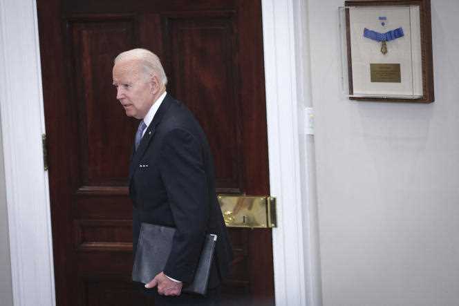 United States President Joe Biden before remarks on Russia and Ukraine from the White House in Washington on April 21, 2022.
