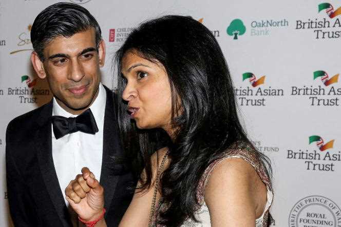 Britain's Chancellor of the Exchequer, Rishi Sunak, and his wife, Akshata Murty, during a reception at the British Museum, London, February 9, 2022. 