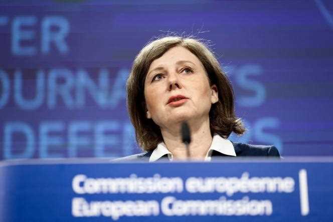 European Commission Vice-President Vera Jourova in Brussels on April 27. 