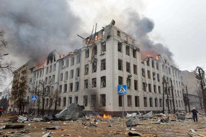 The economics department of the Karazin National University, in Kharkiv, on March 2, 2022, after Russian shelling.