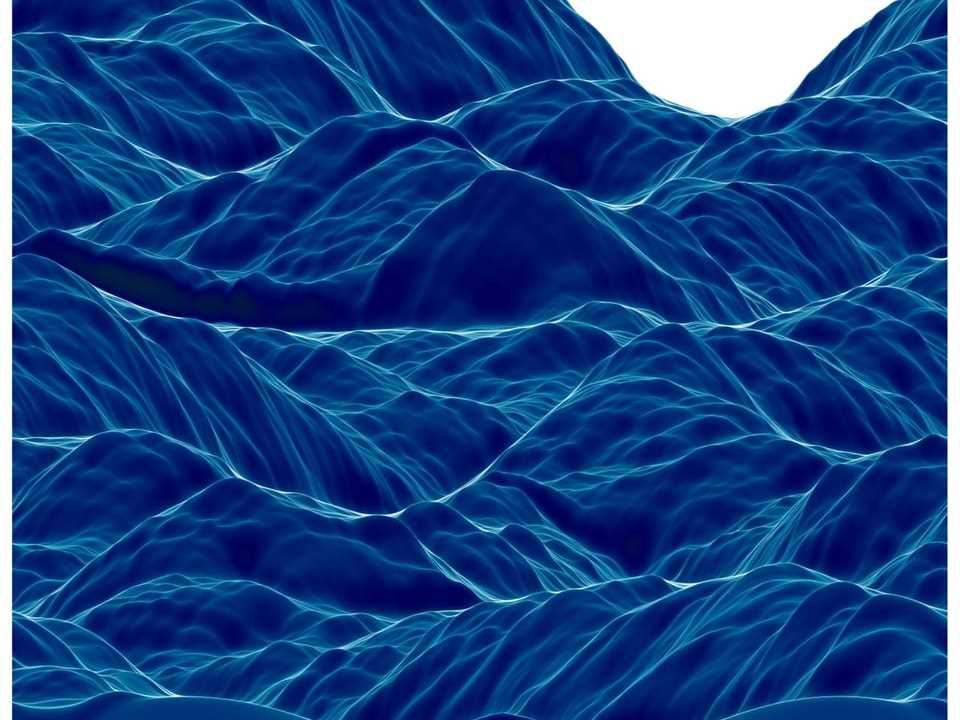 blue folds, almost like velvet, but is a computer simulation of earthquakes