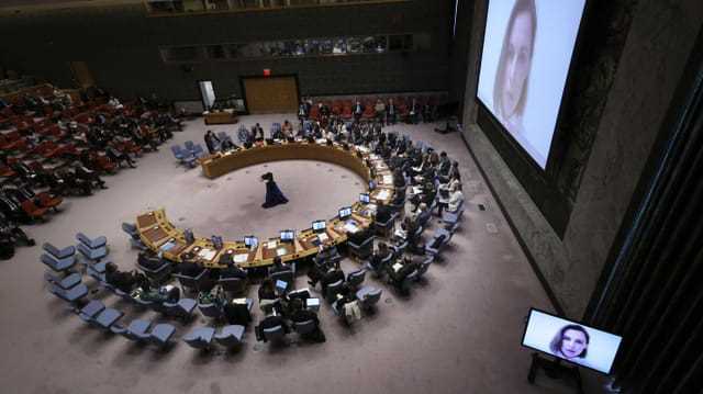 Totale auf den UNO-Sicherheitsrats-Saal in New York.