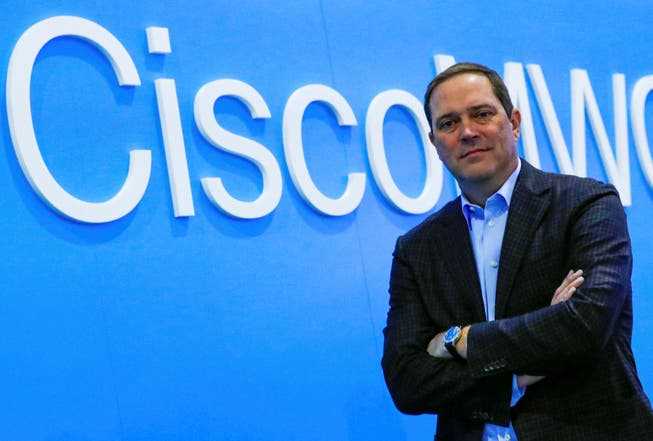 Cisco-Chef Chuck Robbins am Mobile World Congress im spanischen Barcelona im Jahr 2018. Sein Unternehmen muss dieser Tage deutliche Verluste hinnehmen.