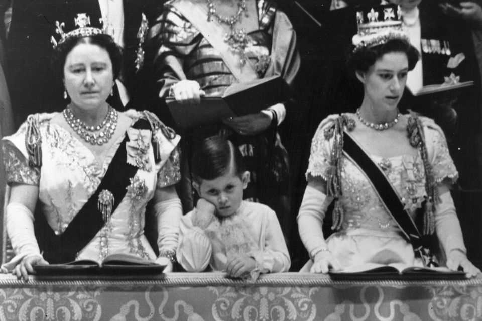 Queen Mum, Prince Charles and Princess Margaret at Queen Elizabeth's coronation in 1953